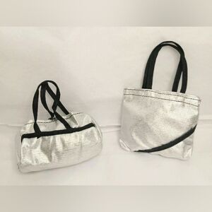 Vtg 80's Barbie silver tote&duffle bag travel set